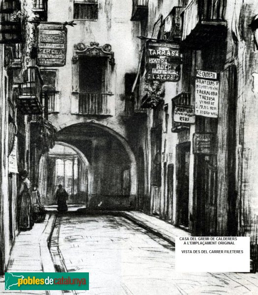 Barcelona - Casa del Gremi de Calderers des del carrer Filateres Barcelona - Casa del Gremi de Calderers des del carrer Filateres
