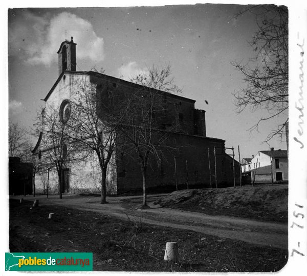 Façana de l' església nova de Sentmenat (Foto: Josep Salvany - Fons Salvany, Biblioteca de Catalunya, 1924) Façana de l' església nova de Sentmenat