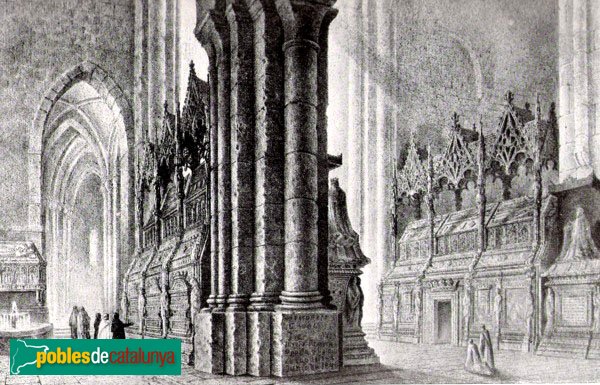 Monestir de Poblet - Sepulcres reials. <i>Litografia de Francesc Xavier Parcerisa, 1839</i> Monestir de Poblet - Sepulcres reials. <i>Litografia de Francesc Xavier Parcerisa, 1839</i>