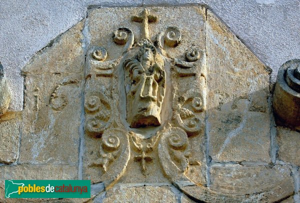 Santa Fe del Penedès - Església de Santa Maria, detall amb la data Santa Fe del Penedès - Església de Santa Maria, detall amb la data