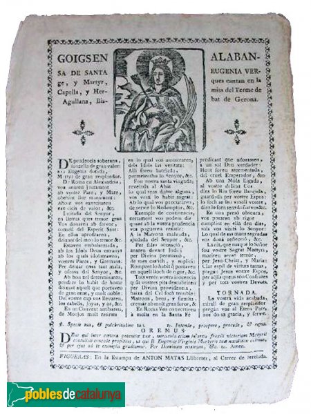 Agullana - Santa Eugènia, goigs Agullana - Santa Eugènia, goigs