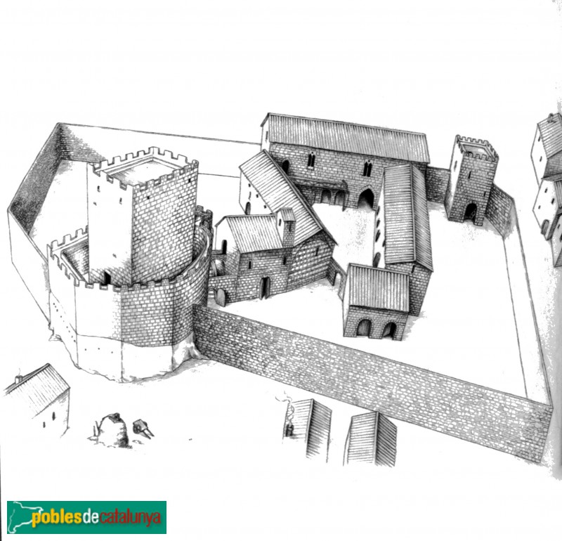 Peratallada - Castell (Foto: cartell al costat del monument) Peratallada - Castell