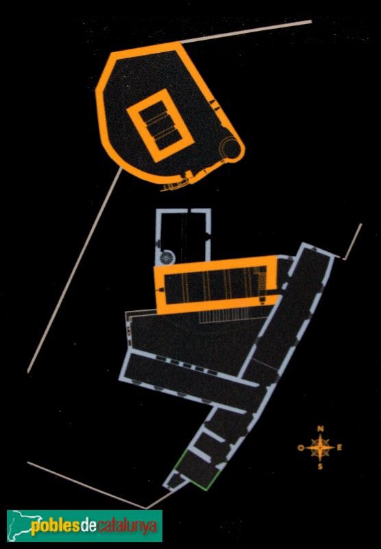 Peratallada - Castell, planta (Foto: cartell al costat del monument) Peratallada - Castell, planta