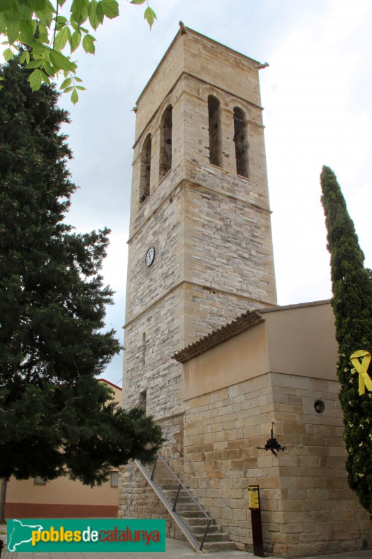 Vilagrassa - Campanar de l'església de Santa Maria (Foto: Albert Esteves, 2018) Vilagrassa - Campanar de l'església de Santa Maria