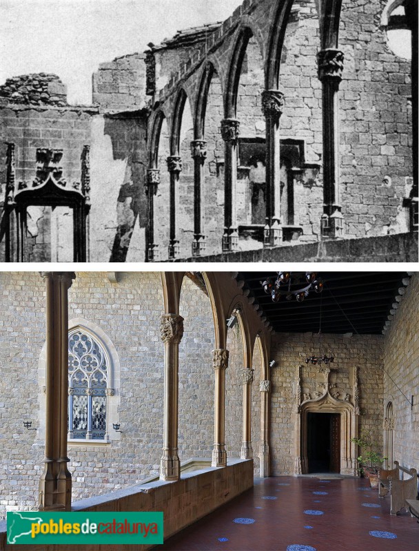 Imatge de la galeria i la porta del Tallat en estat ruïnós i, a sota, la seva ubicació actual a Santa Florentina, a Canet Imatge de la galeria i la porta del Tallat en estat ruïnós i, a sota, la seva ubicació actual a Santa Florentina, a Canet