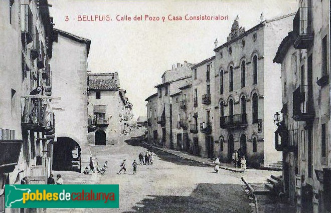 Bellpuig - Antic carrer del Pou (ara Homenatge a la Vellesa). Postal antiga