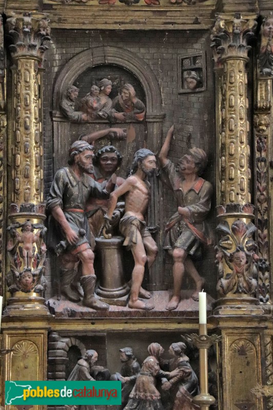 Agramunt - Església de Santa Maria, retaule del Roser, detall (Foto: Albert Esteves, 2019) Agramunt - Església de Santa Maria, retaule del Roser, detall