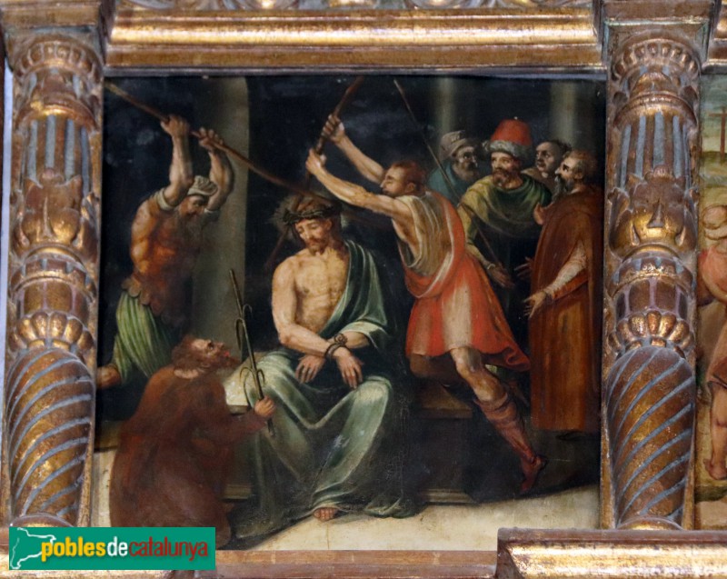 Vallmoll - Retaule renaixentista del Roser. La Coronació d'espines (Foto: Albert Esteves, 2019) Vallmoll - Retaule renaixentista del Roser. La Coronació d'espines