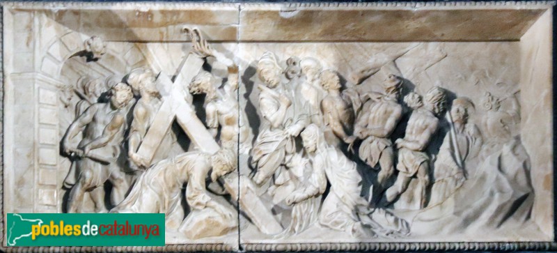 Valls - Església de Sant Joan Baptista, relleu d'alabastre del retaule original (Foto: Albert Esteves, 2019) Valls - Església de Sant Joan Baptista, relleu d'alabastre del retaule original