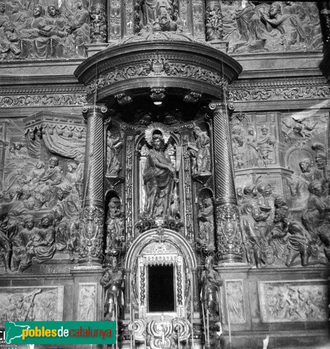 Valls - Església de Sant Joan Baptista, retaule (Foto: <i>Francesc Blasi -Arxiu fotogràfic C.E.C.-</i>, 1924) Valls - Església de Sant Joan Baptista, retaule
