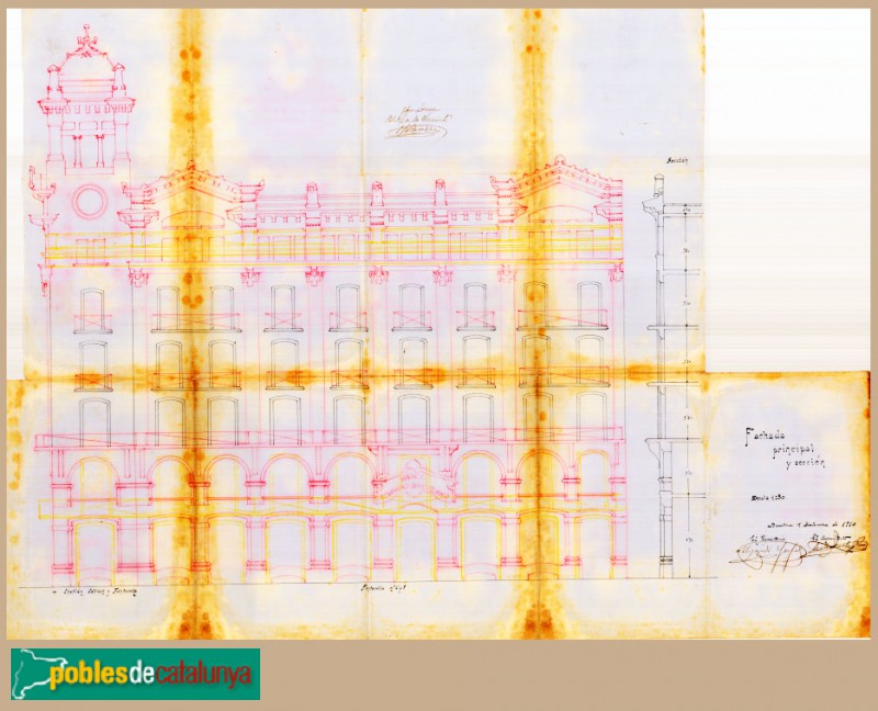 Barcelona - Banc Hispano Americà (plànol, 1911, Arxiu Municipal Contemporani de Barcelona) Barcelona - Banc Hispano Americà (plànol, 1911, Arxiu Municipal Contemporani de Barcelona)