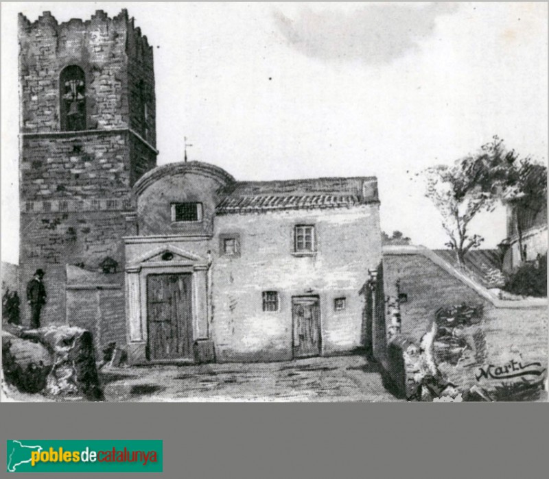 Barcelona - Església de Sant Joan d'Horta. Dibuix, 1888-90 - <i>Arxiu Municipal del Districte d'Horta-Guinardó-</i> Barcelona - Església de Sant Joan d'Horta. Dibuix, 1888-90 - <i>Arxiu Municipal del Districte d'Horta-Guinardó-</i>