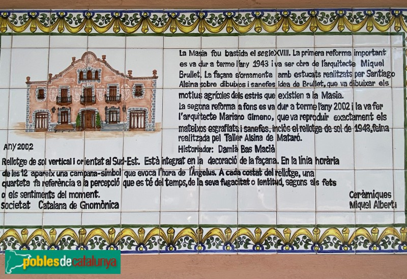 Vilassar de Mar - Masia Cabot. Mosaic a la tanca