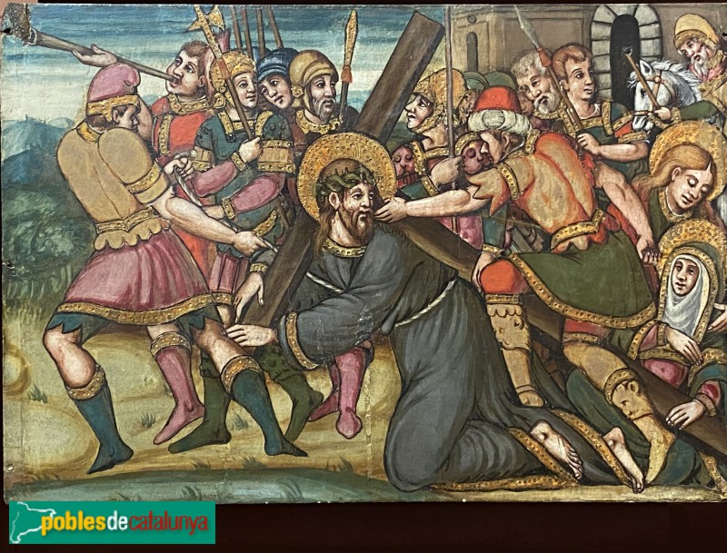 Caldes de Montbui - Retaule de Sant Sebastià de Montmajor. Crist camí del Calvari (Foto: Albert Esteves, 2022) Caldes de Montbui - Retaule de Sant Sebastià de Montmajor. Crist camí del Calvari