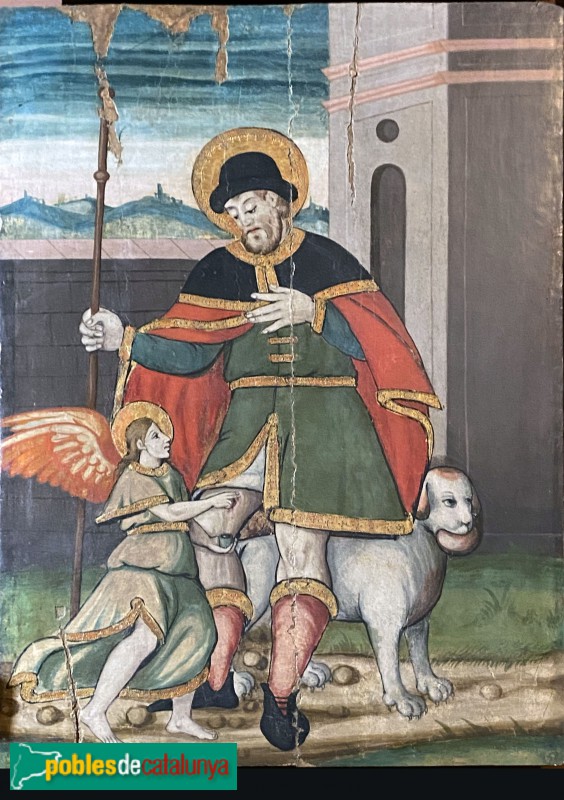 Retaule de Sant Sebastià de Montmajor. Sant Roc guarit per un àngel (Foto: Albert Esteves, 2022) Retaule de Sant Sebastià de Montmajor. Sant Roc guarit per un àngel