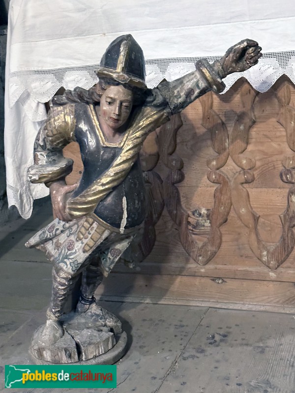 Barruera - Església de Sant Feliu. Figura armada d'un retaule barroc (Foto: Albert Esteves, 2023) Barruera - Església de Sant Feliu. Figura armada d'un retaule barroc