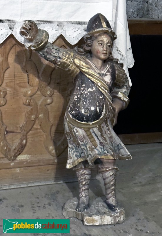 Barruera - Església de Sant Feliu. Figura armada d'un retaule barroc (Foto: Albert Esteves, 2023) Barruera - Església de Sant Feliu. Figura armada d'un retaule barroc
