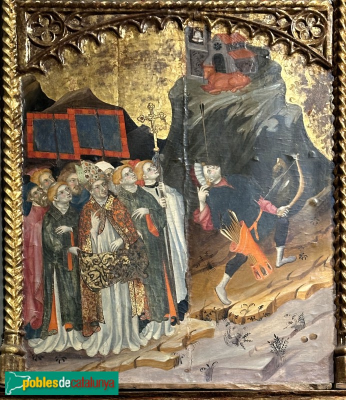 Museu d'Art de Girona - Retaule de Sant Miquel de Cruïlles. Aparició al mont Gargano (Foto: Albert Esteves, 2024) Museu d'Art de Girona - Retaule de Sant Miquel de Cruïlles. Aparició al mont Gargano