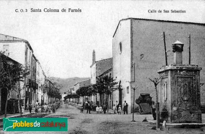 Santa Coloma de Farners - Església de Sant Sebastià. Postal antiga Santa Coloma de Farners - Església de Sant Sebastià. Postal antiga