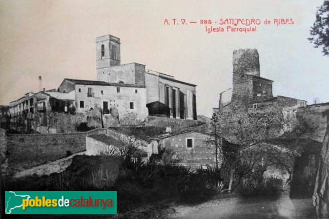 Sant Pere de Ribes - Nucli de Sota-Ribes. Postal antiga
