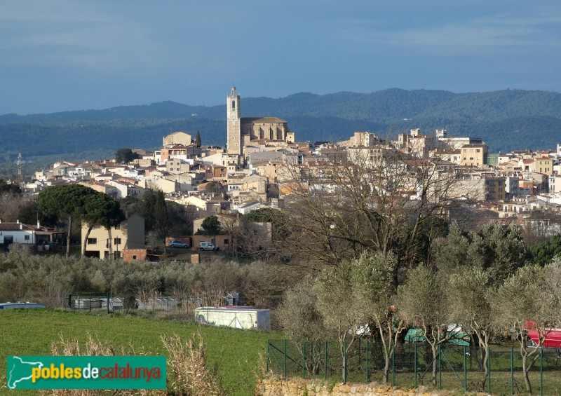 Llagostera - Panoràmica de la vila i l'església de Sant Feliu