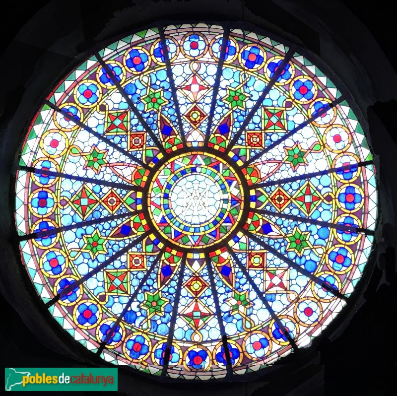 Alforja - Església de Sant Miquel. Vitrall de la rosassa