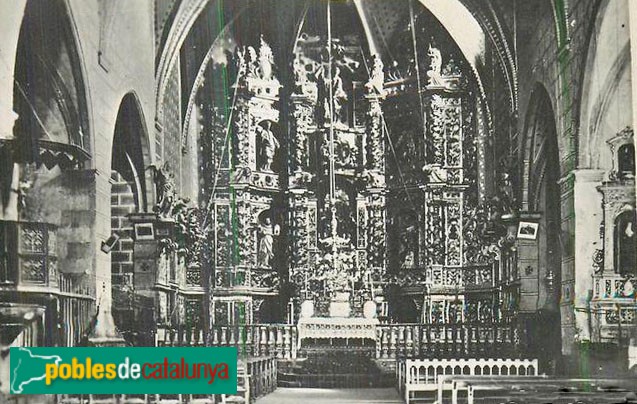 Llívia - Església. Retaule major antic, destruït. Postal antiga
