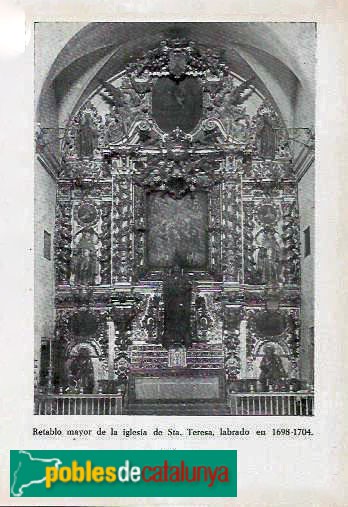 Vic - Església de Santa Teresa. Retaule de Pau Costa. Làmina antiga