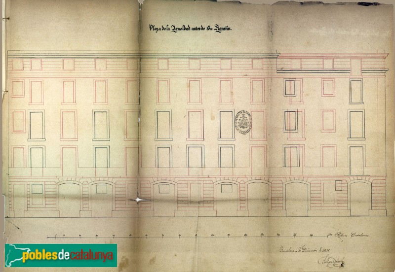 Barcelona - Hotel Sant Agustí. Plànol 1856 (Arxiu Municipal Contemporani de Barcelona)