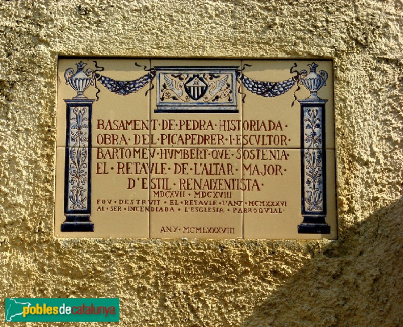 Sant Vicenç de Montalt - Basament de l'antic retaule