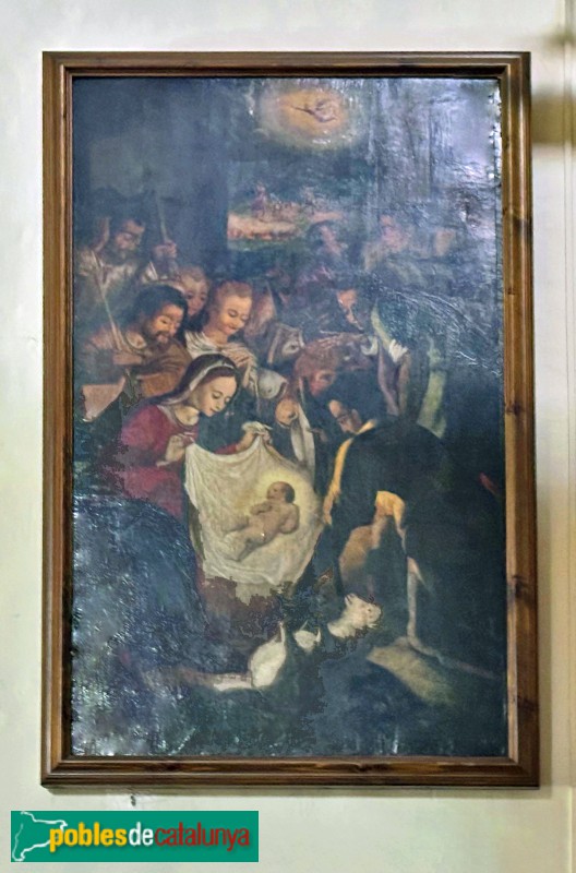 Sant Vicenç de Montalt - Pintura de l'antic retaule. La Nativitat
