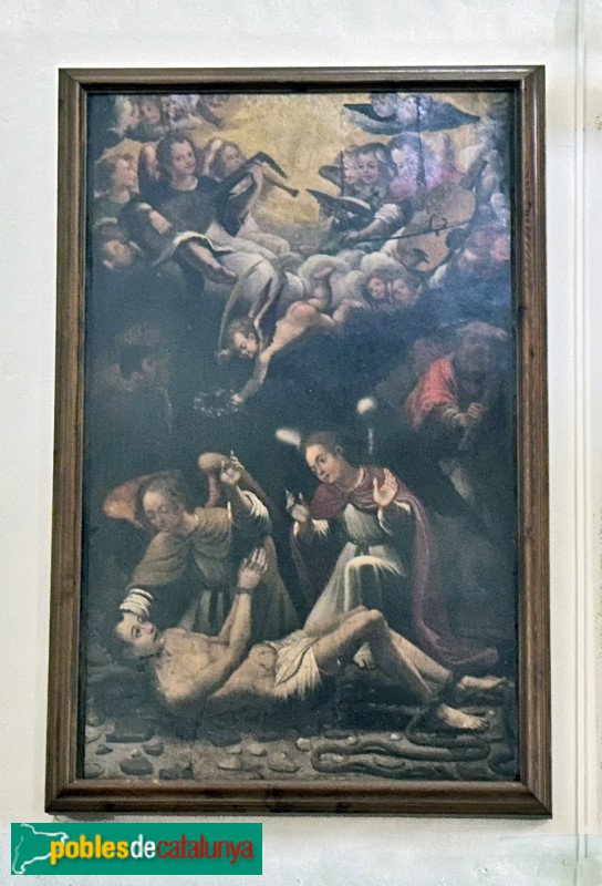 Sant Vicenç de Montalt - Pintura de l'antic retaule. Martiri de sant Vicenç