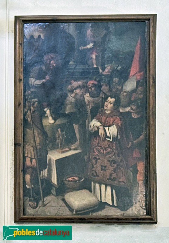 Sant Vicenç de Montalt - Pintura de l'antic retaule. Sant Vicenç davant Dacià