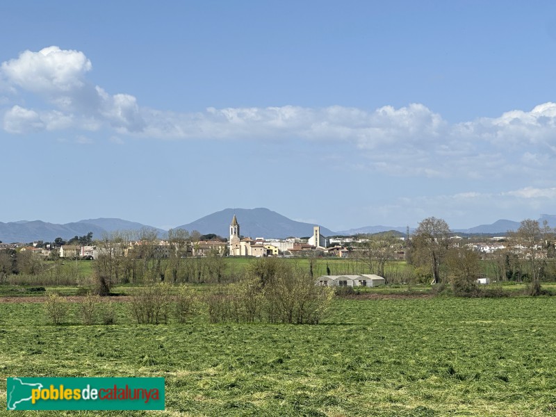 Fornells de la Selva - Panoràmica del poble amb l'església en primer pla
