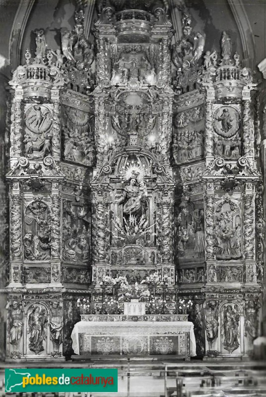 Mataró - Basílica de Santa Maria - Retaule del Roser. Postal antiga Mataró - Basílica de Santa Maria - Retaule del Roser. Postal antiga