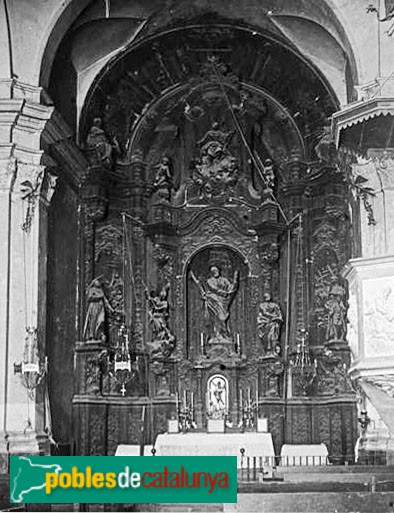 Vandellòs - Església de Sant Andreu. Retaule barroc cremat el 1936