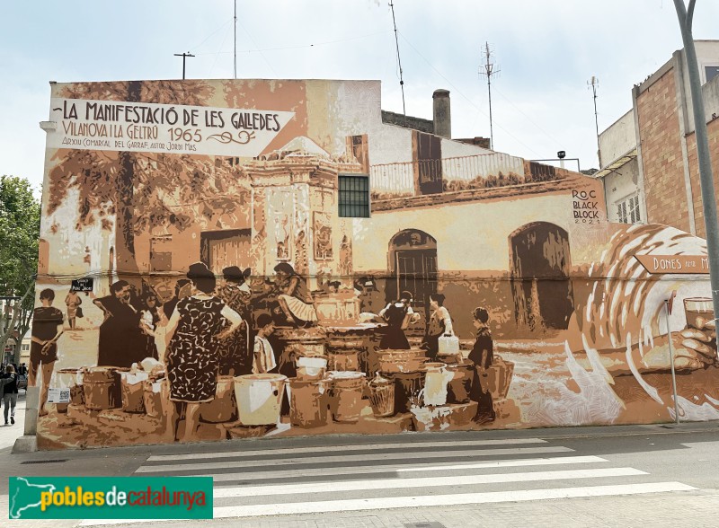 Vilanova i la Geltrú - Mural de la Manifestació de les Galledes (Foto: Albert Esteves, 2025) Vilanova i la Geltrú - Mural de la Manifestació de les Galledes