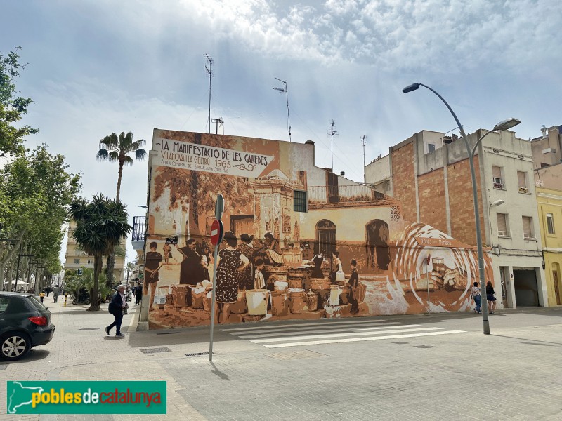 Vilanova i la Geltrú - Mural de la Manifestació de les Galledes (Foto: Albert Esteves, 2025) Vilanova i la Geltrú - Mural de la Manifestació de les Galledes