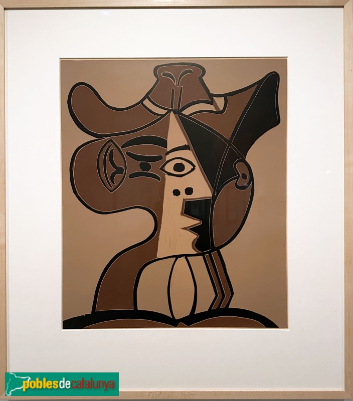 Fundació Palau i Fabre - Pablo Picasso, <i>Gran testa de dona amb capell</i>. Linòleum, 1962