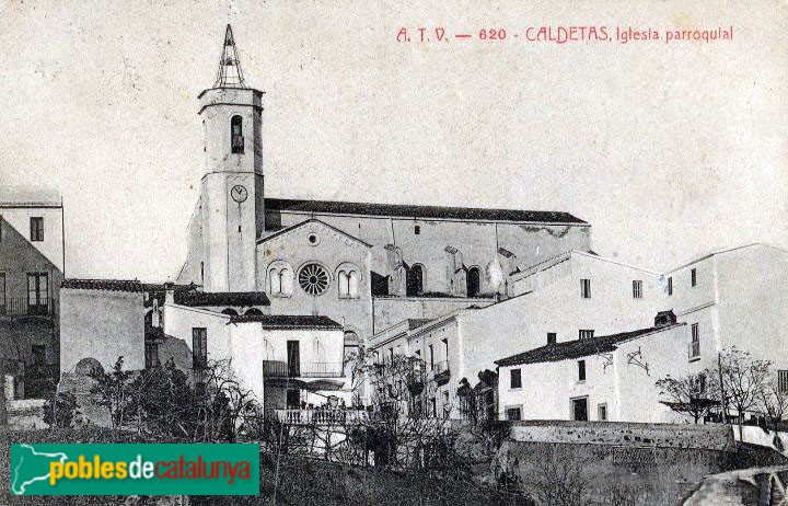 Caldes d'Estrac - Església de Santa Maria. Postal antiga