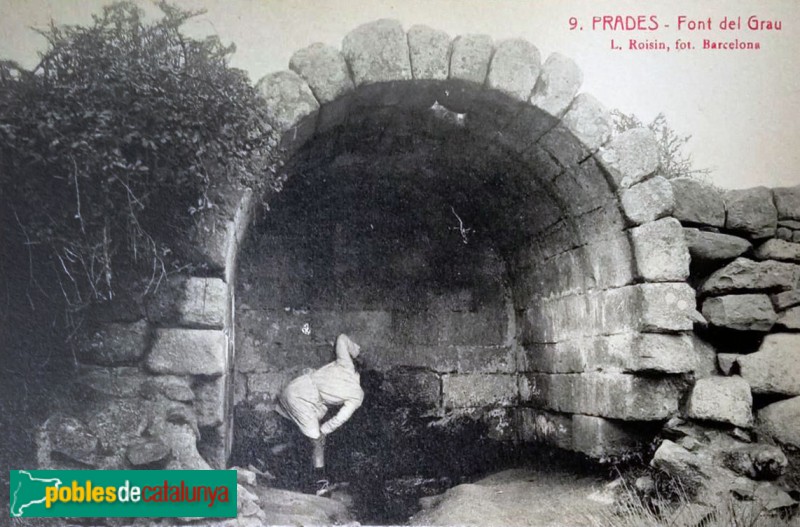Prades - Font del Grau. Postal antiga