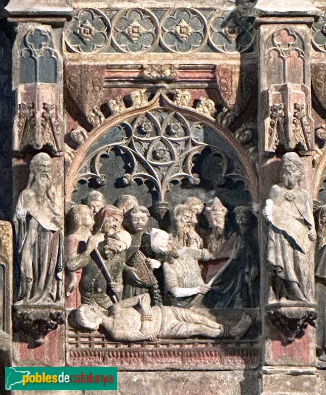 Lleida - Església de Sant Llorenç. Retaule de Sant Llorenç. El sant a la graella