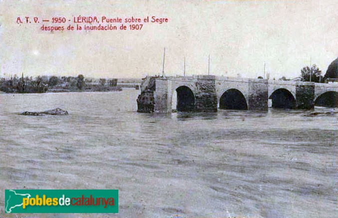 Lleida - Pont Vell. Postal de 1907