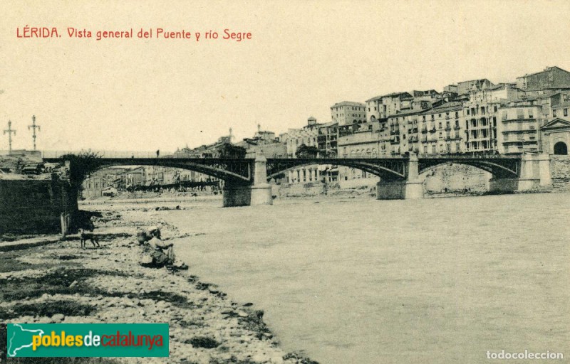 Lleida - Pont Vell. Lleida - Pont Vell. Postal de cap a 1920-30