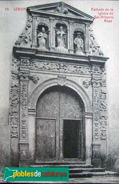 Lleida - Portada de l'església de la Sang. Postal antiga