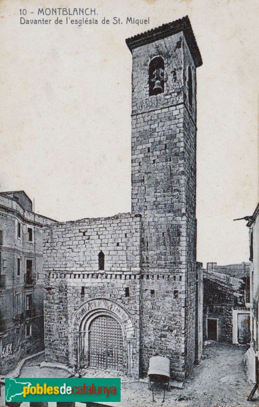 Montblanc - Església de Sant Miquel i palau del Castlà. Postal antiga