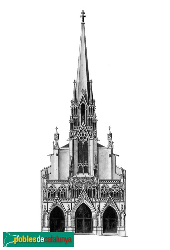 Terrassa - Basílica del Sant Esperit. Portada. Projecte d'Alexandre Soler i Amadeu Llompart