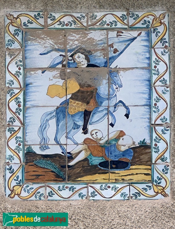 Torregrossa - Cal Ferrer. Plafó ceràmic de Sant Jaume (Foto: Albert Esteves, 2025) Torregrossa - Cal Ferrer. Plafó ceràmic de Sant Jaume