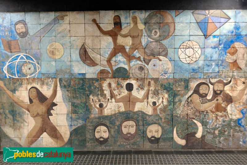 Barcelona - Estació de Sarrià. Mural <i>Origens</i>