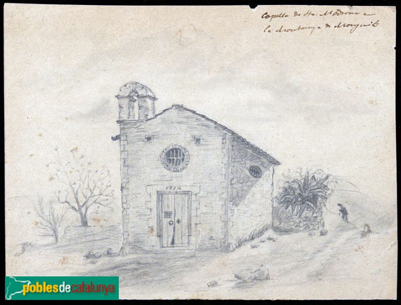 Barcelona - Montjuïc. Ermita de Santa Madrona. Dibuix d'Eudald Canibell Masbernat, <i>Arxiu Històric de la Ciutat de Barcelona</i>